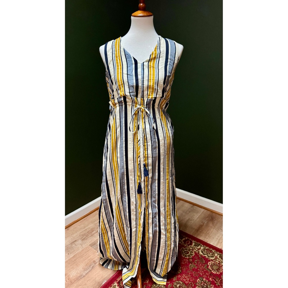 NWT Gilli Striped Sleeveless Tie Waist Maxi Dress Women's S